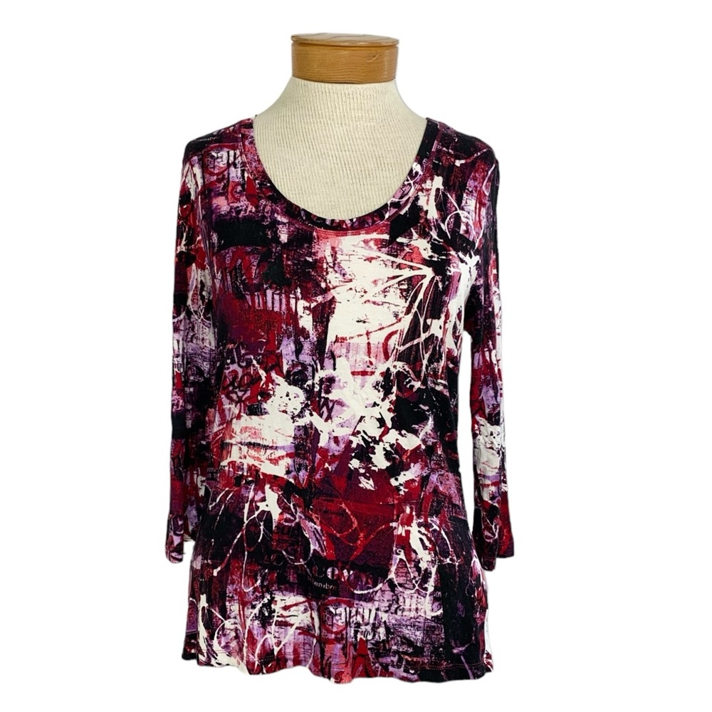 Y2K Bianca Sz 8 Abstract Print 3/4 Sleeve Top
